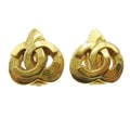 Chanel Vintage Cc Heart Clip-On Earrings Metal Gold Gold_Plated Earrings Jewelry (Pre-Owned)