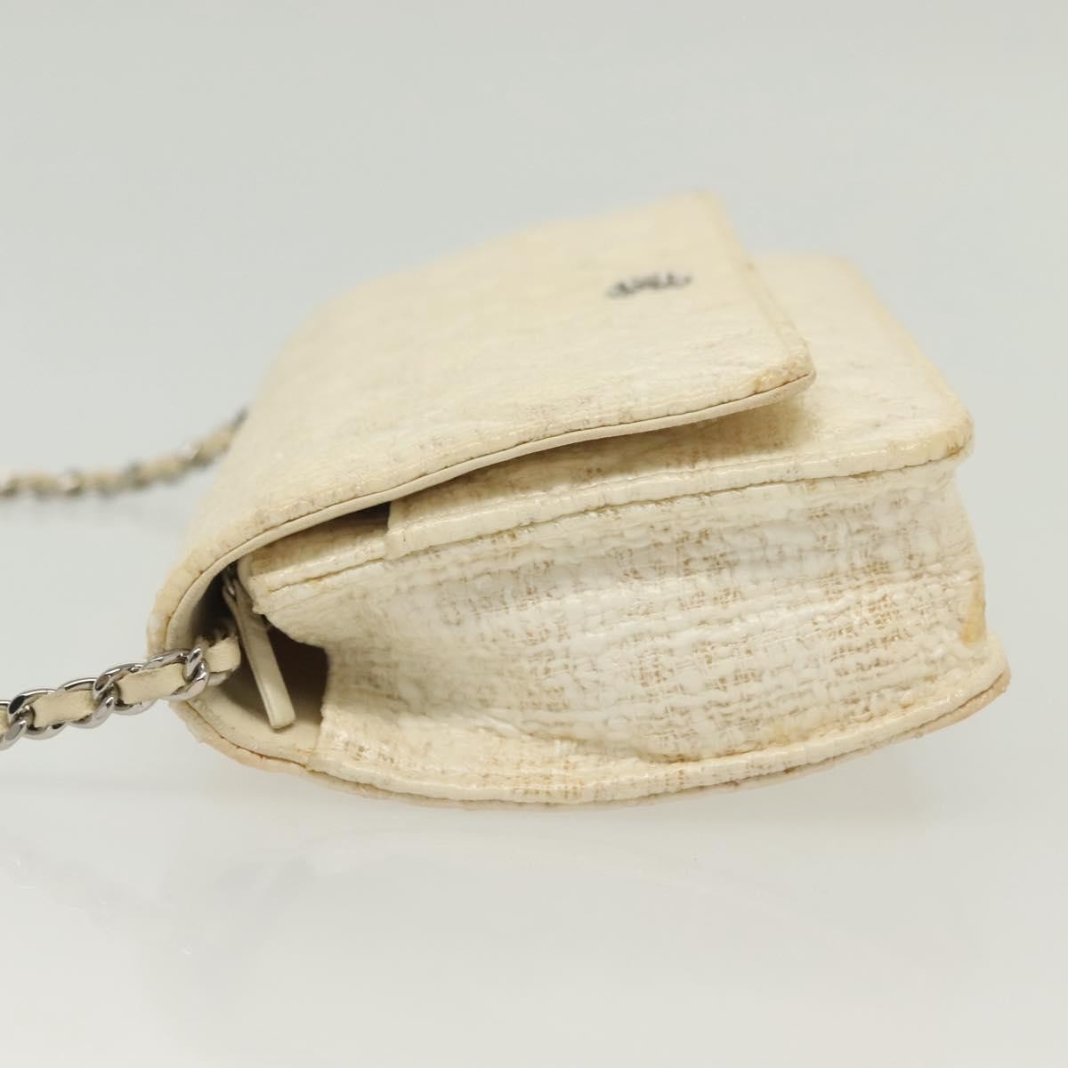 Chanel Wallet On Chain Tweed White Tweed Shoulder Bag Bag (Pre-Owned)