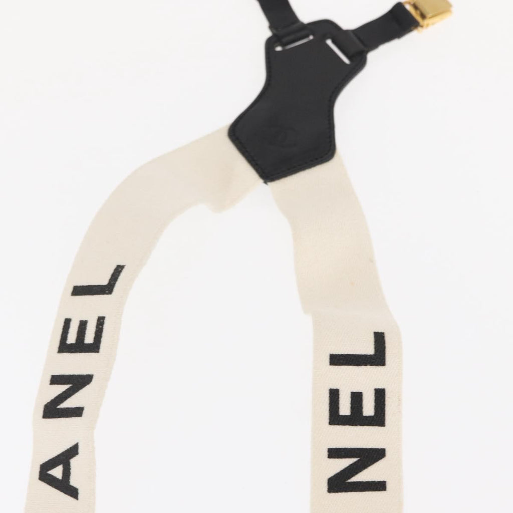 Chanel Logo Suspenders Canvas White Canvas Belts Accessory (Pre-Owned)