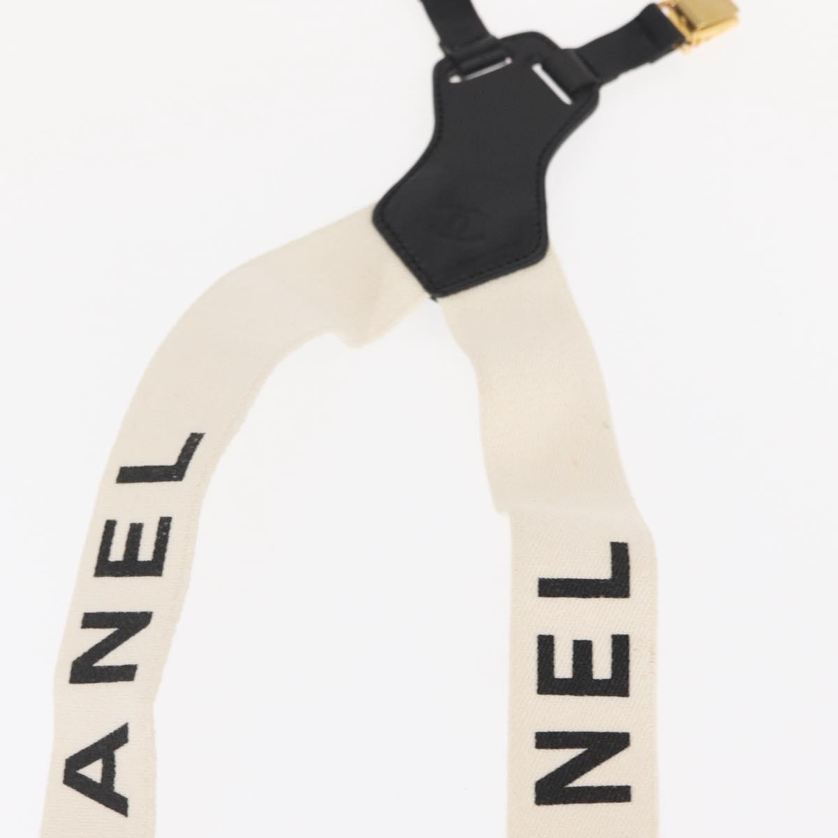 Chanel Logo Suspenders Canvas White Canvas Belts Accessory (Pre-Owned)