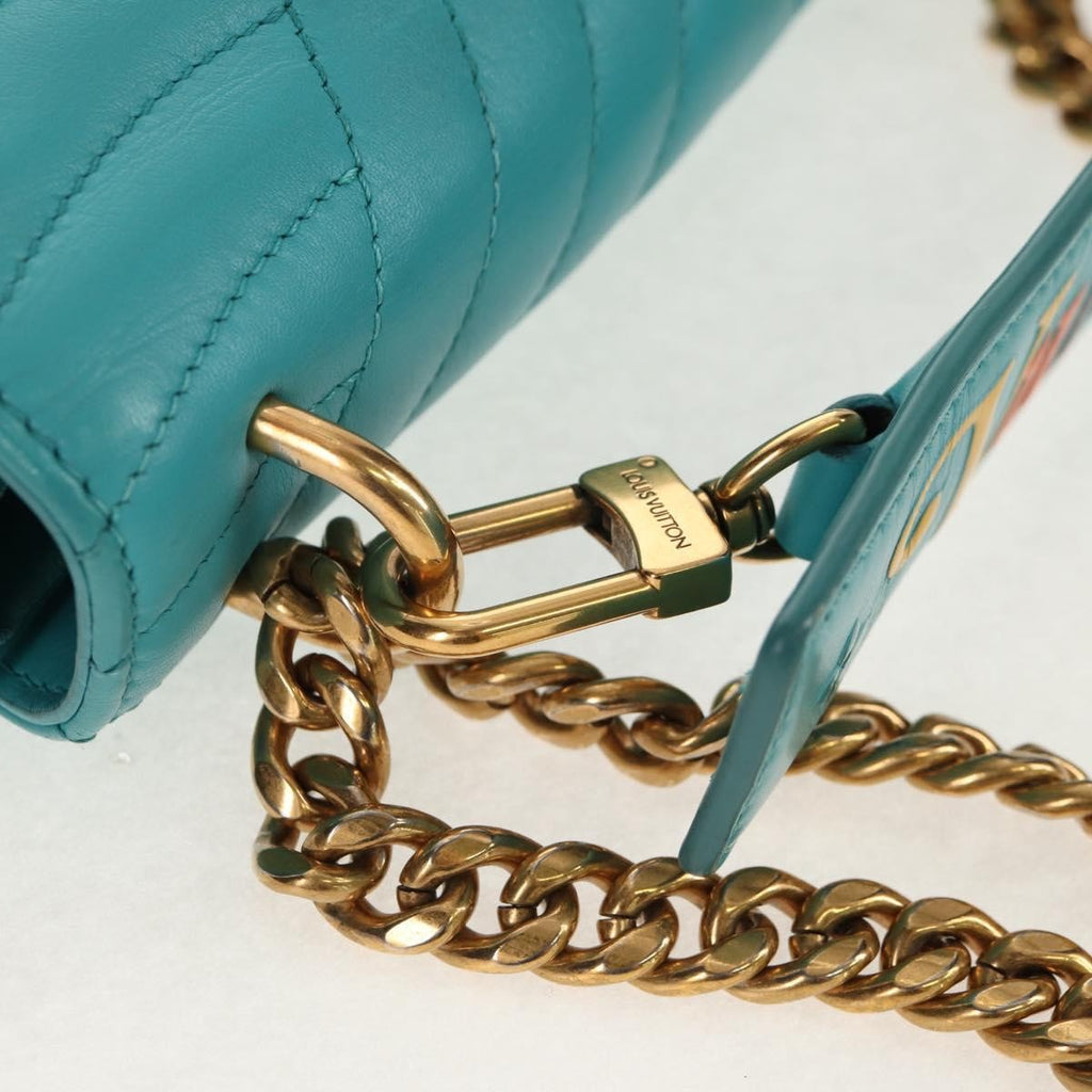 Louis Vuitton New Wave Chain Bag Quilted Leather Blue Leather Shoulder Bag Bag (Pre-Owned)