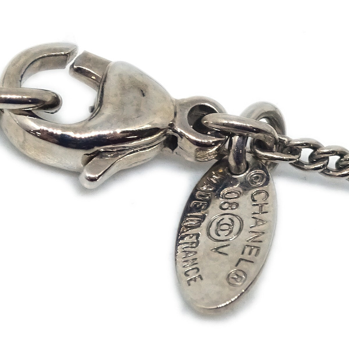 Chanel Cc Logo Pendant Necklace Metal Silver Silver_Plated Necklace Jewelry (Pre-Owned)