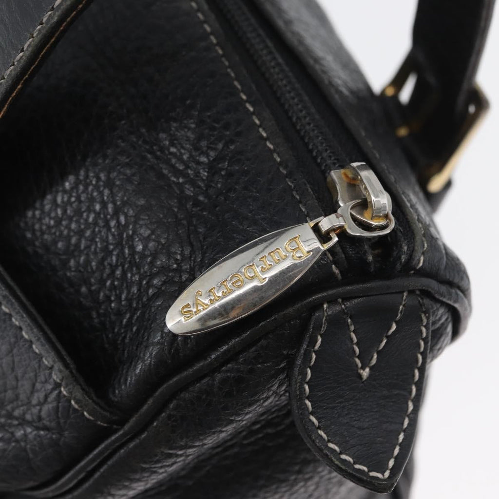 Burberry Vintage Handbag Leather Black Leather Handbag (Pre-Owned)