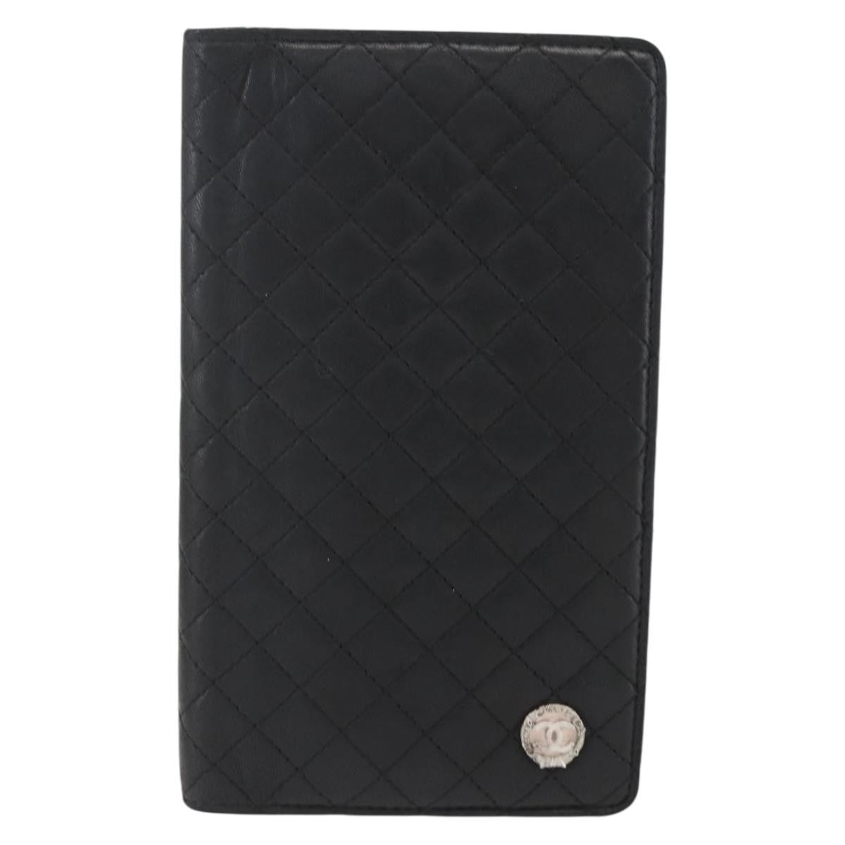 Chanel Vintage Cc Bifold Wallet Leather Black Leather Wallets Accessory (Pre-Owned)