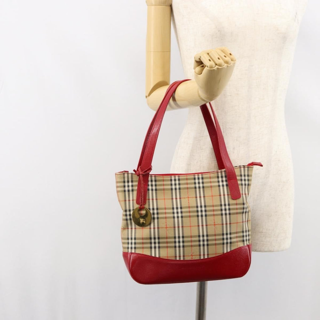 Burberry Nova Check Handbag Nova Check Canvas Beige Canvas Handbag (Pre-Owned)