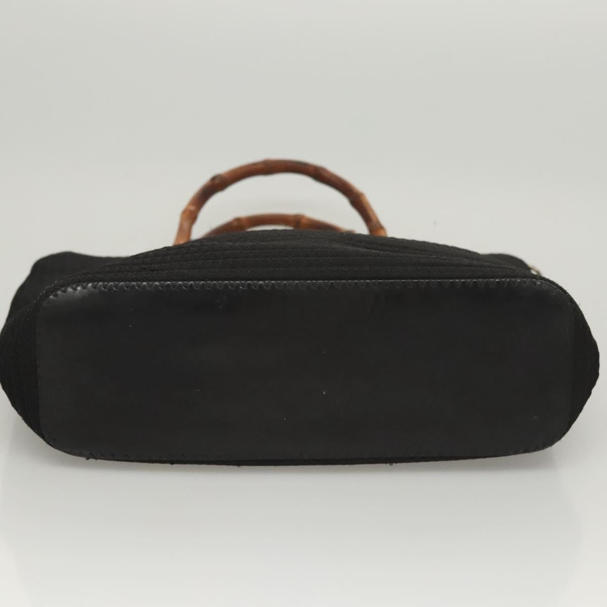 Gucci Bamboo Tote Bag Canvas Black Canvas Tote Bag Bag (Pre-Owned)
