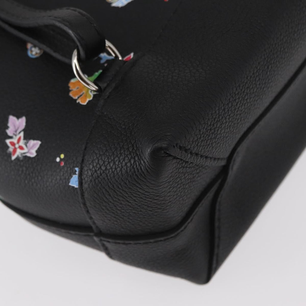 Louis Vuitton Lockme Backpack Floral Printed Leather Black Leather Backpack Bag (Pre-Owned)