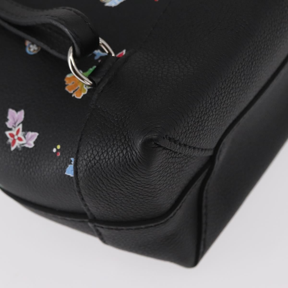 Louis Vuitton Lockme Backpack Floral Printed Leather Black Leather Backpack Bag (Pre-Owned)