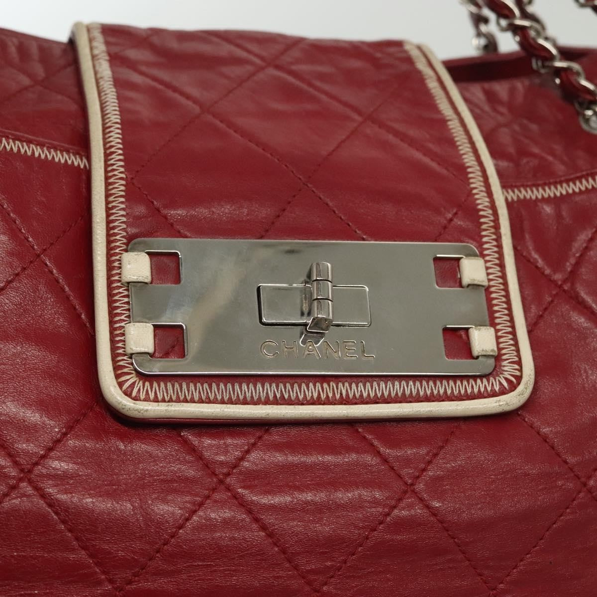 Chanel Vintage Reissue Chain Shopping Tote Leather Red Leather Bag (Pre-Owned)