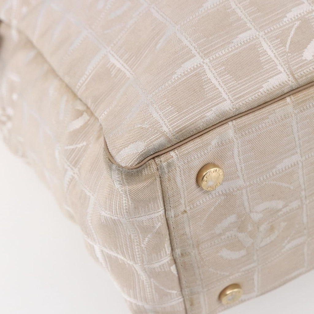 Chanel Travel Line Tote Nylon Beige Nylon Tote Bag Bag (Pre-Owned)