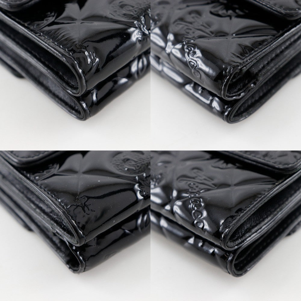 Chanel Bi-Fold Wallet Quilted Patent Black Patent_Leather Wallets Accessory (Pre-Owned)