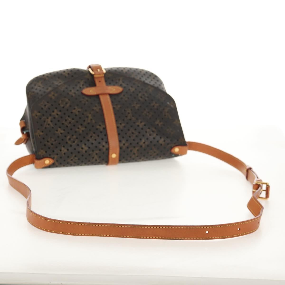 Louis Vuitton Flore Saumur Handbag Perforated Monogram Canvas Brown Canvas Shoulder Bag Bag (Pre-Owned)