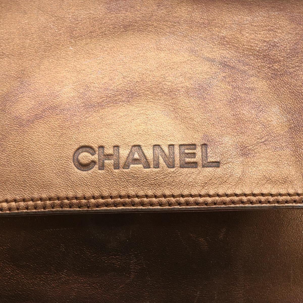 Chanel Vintage Logo Flap Messenger Bag Leather Brown Leather Shoulder Bag Bag (Pre-Owned)