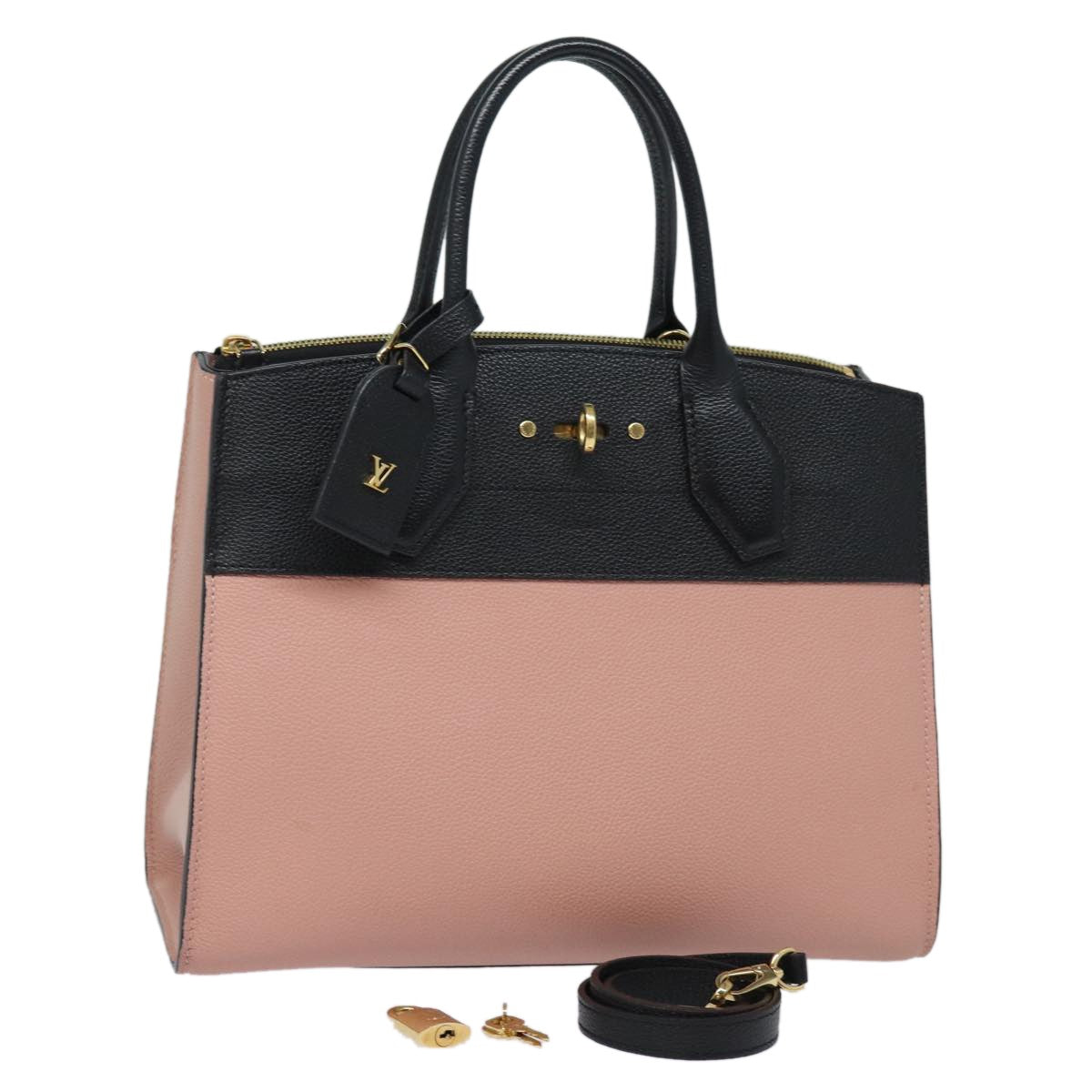 Louis Vuitton City Steamer Handbag Leather Black Leather Handbag (Pre-Owned)