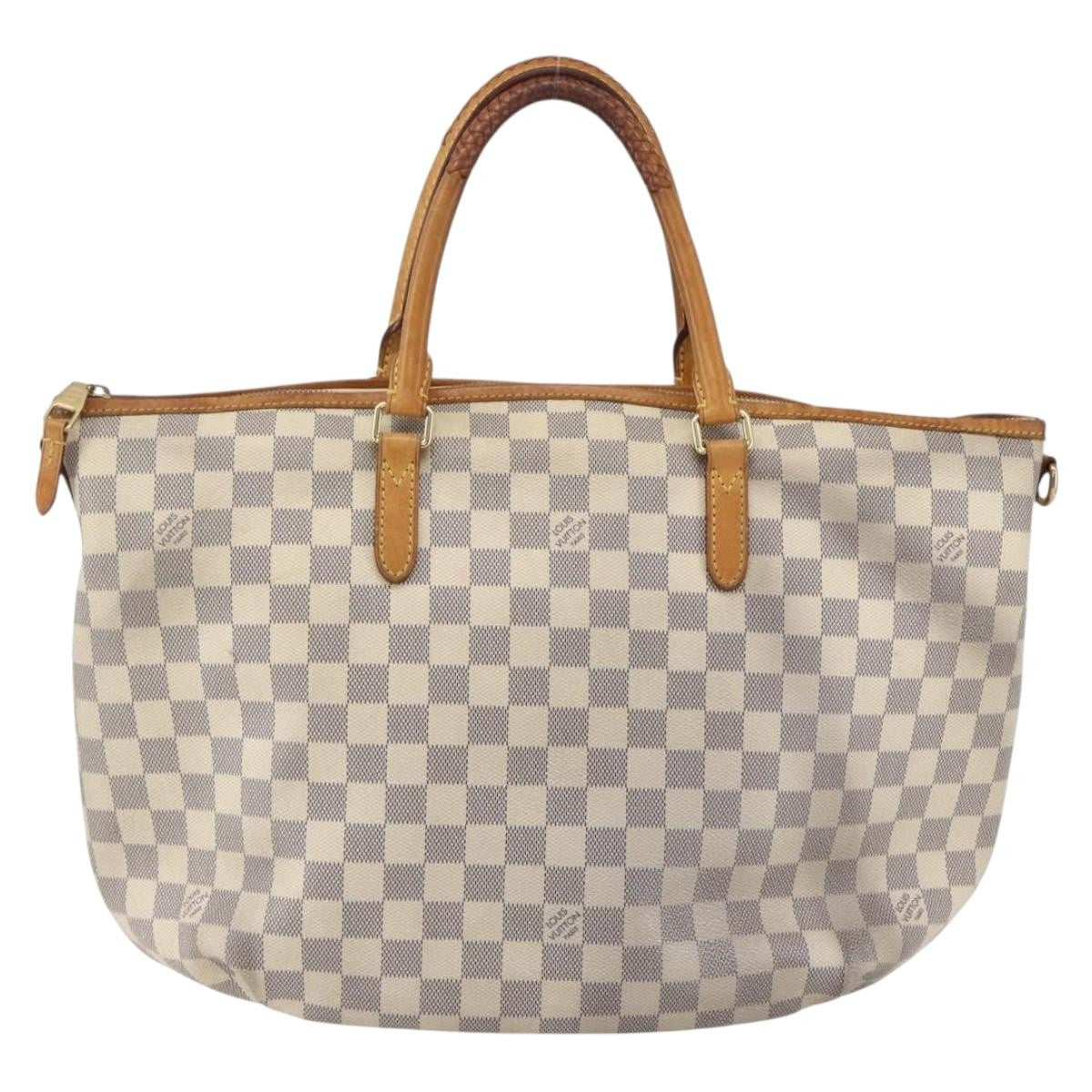 Louis Vuitton Riviera Handbag Damier White Canvas Handbag (Pre-Owned)