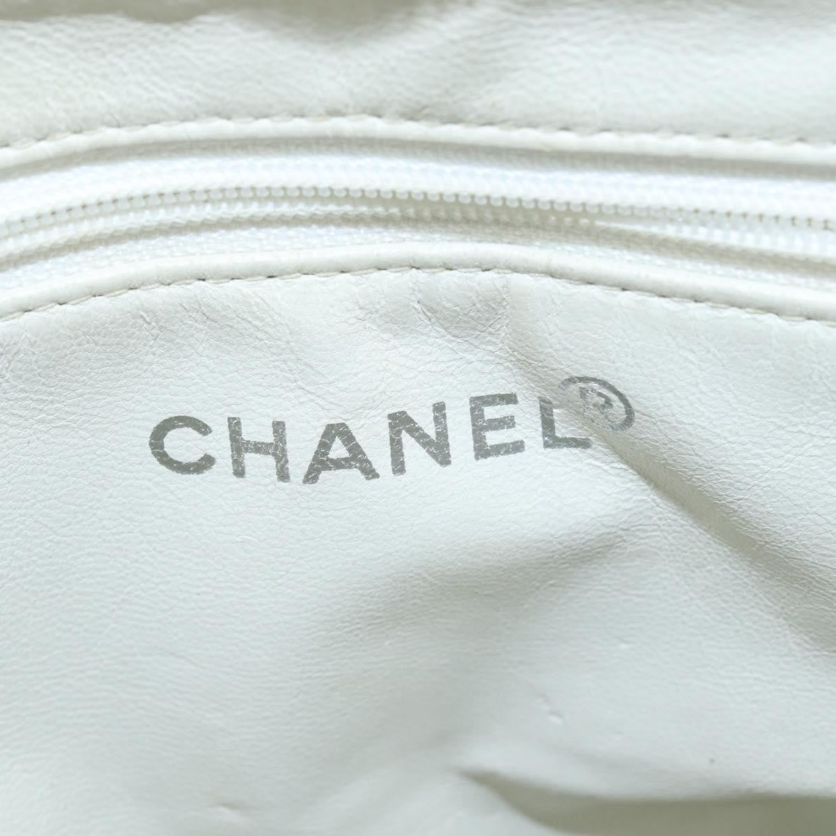 Chanel Vintage Cc Zip Around Bowler Bag Quilted Caviar White Leather Tote Bag Bag (Pre-Owned)