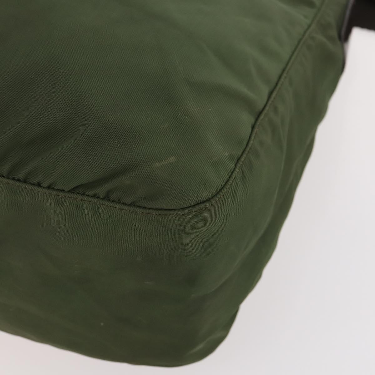 Prada Zip Top Messenger Bag Tessuto Khaki Nylon Shoulder Bag Bag (Pre-Owned)