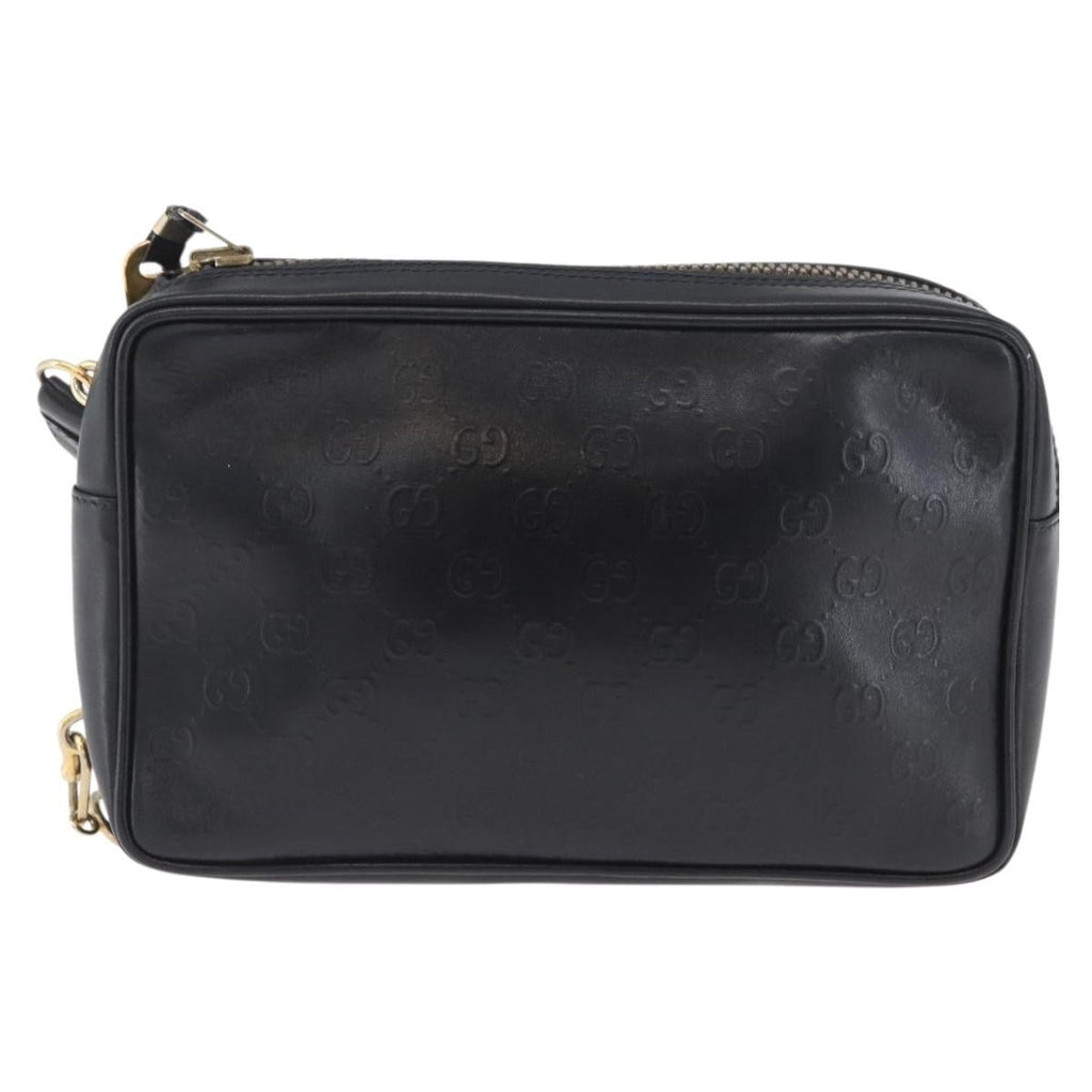 Gucci Vintage Clutch Bag Leather Black Leather Clutche & Pouche Bag (Pre-Owned)