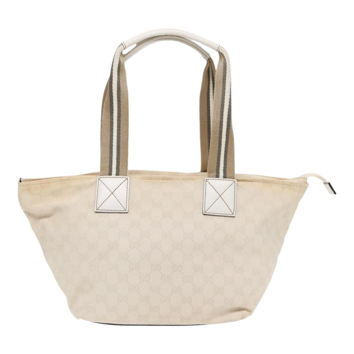 Gucci Web Zip Tote Gg Canvas Beige Canvas Tote Bag Bag (Pre-Owned)