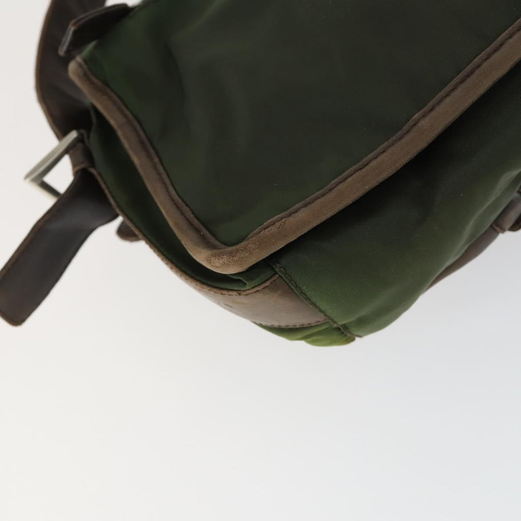 Prada Vintage Shoulder Bag Nylon And Leather Green Nylon Shoulder Bag Bag (Pre-Owned)