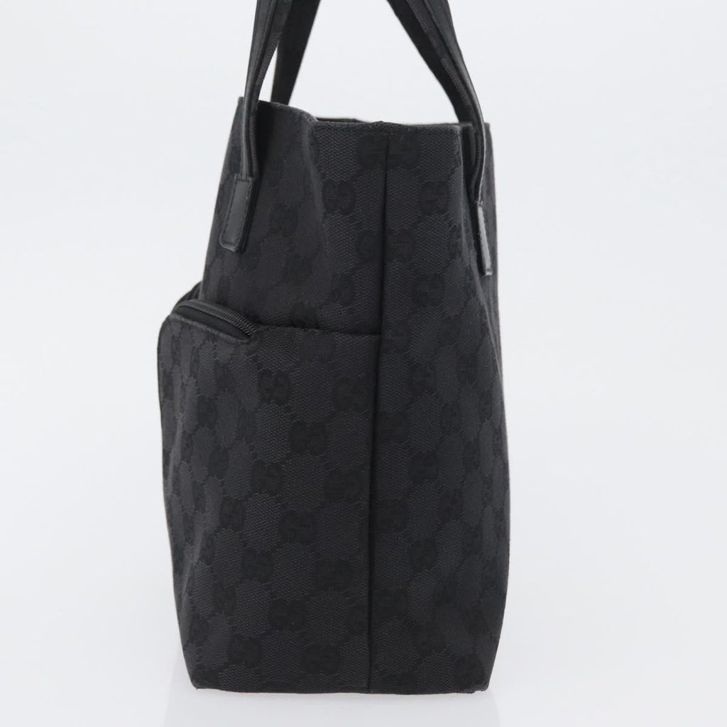 Gucci Double Pocket Tote Gg Canvas Black Canvas Handbag (Pre-Owned)