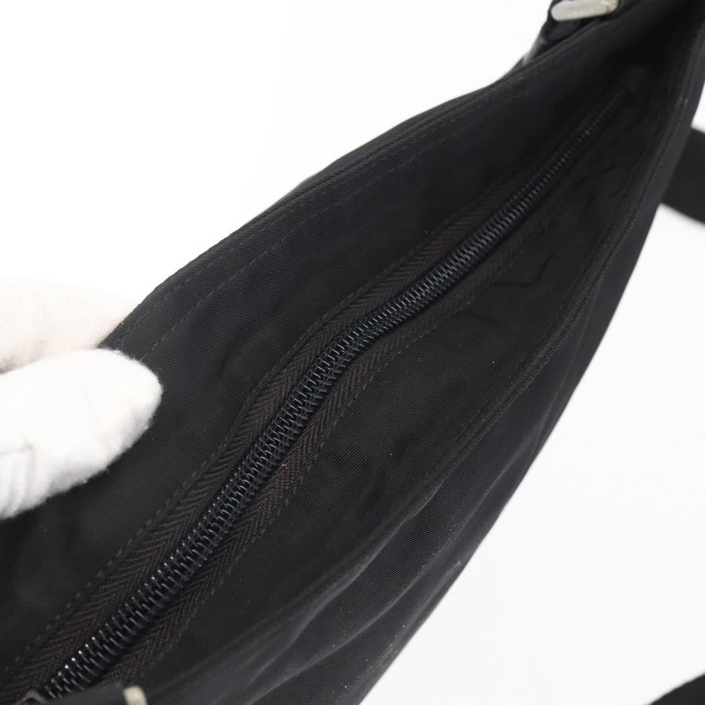 Prada Flat Messenger Bag Tessuto Black Nylon Shoulder Bag Bag (Pre-Owned)
