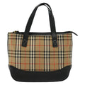 Burberry Nova Handbag Check Pattern Beige Canvas Bag (Pre-Owned)