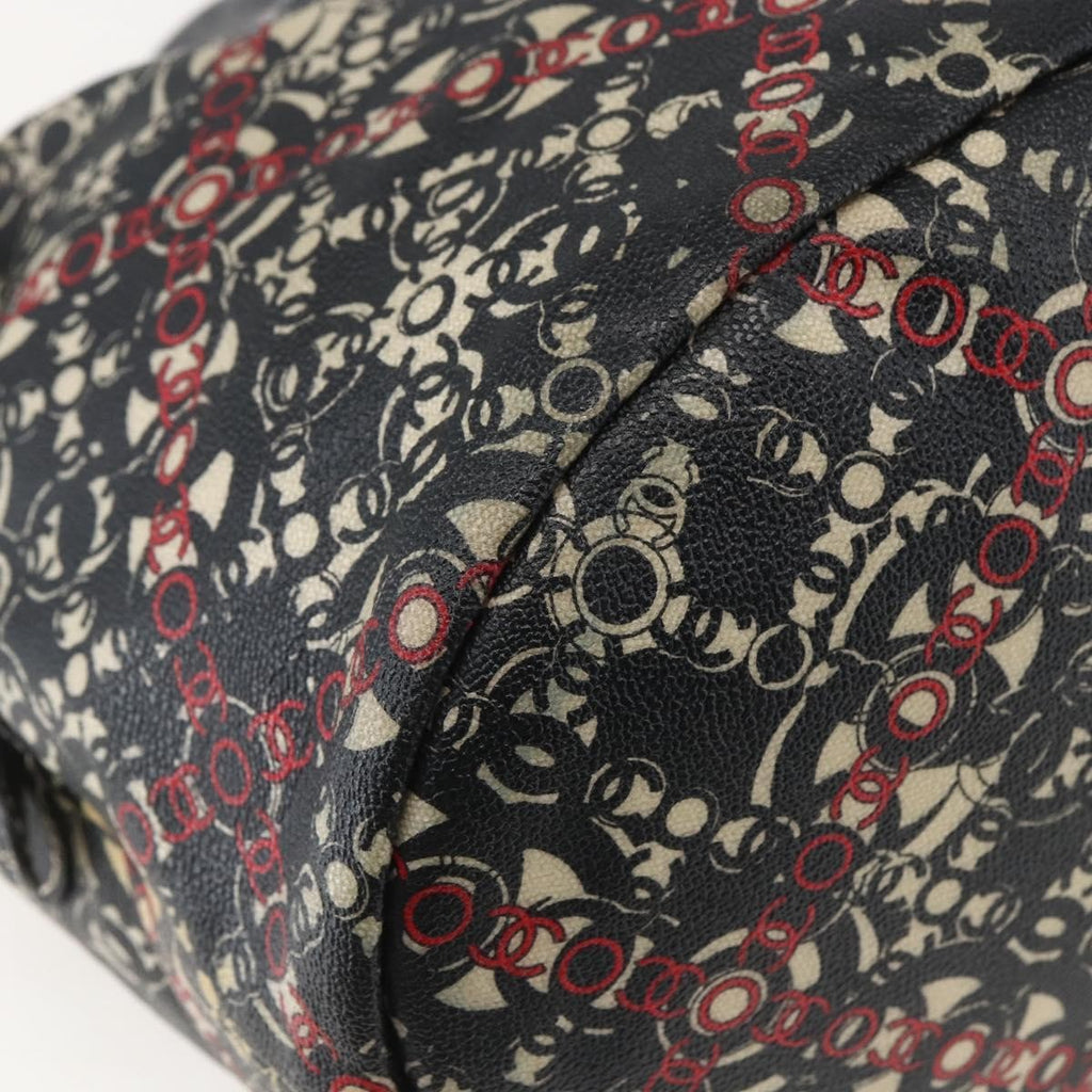 Chanel Optic Coco Bowler Bag Printed Coated Canvas With Caviar Black Pvc Travel Bag Bag (Pre-Owned)