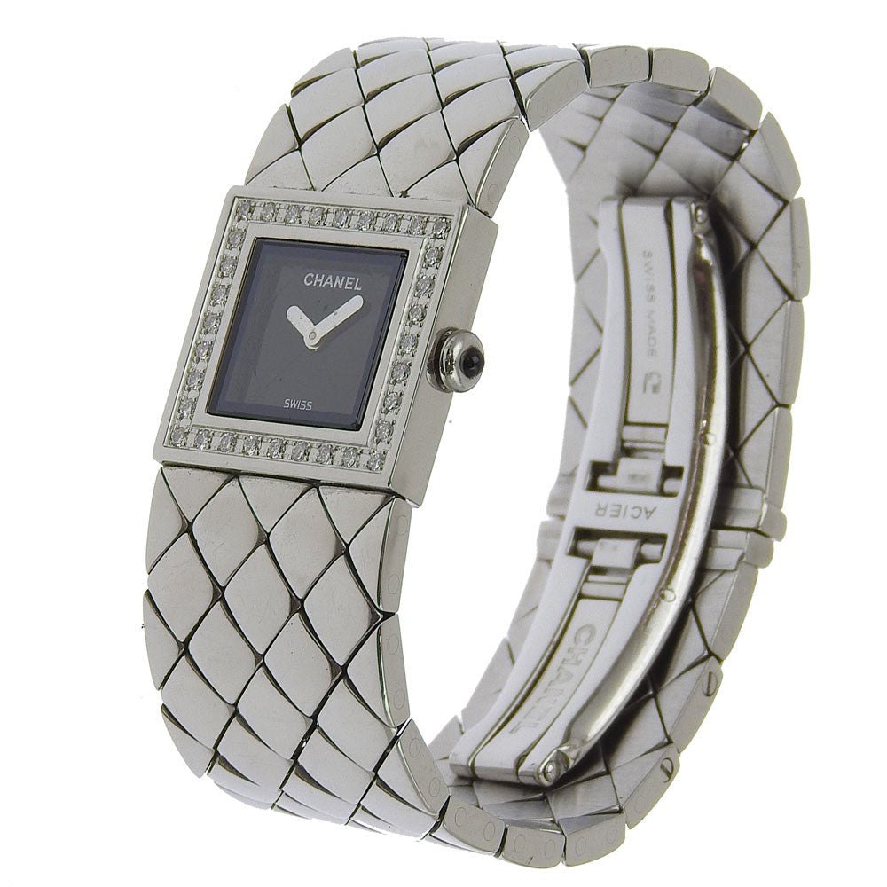 Chanel Matelasse Quartz Watch Stainless Steel With Diamond Bezel Watch (Pre-Owned)