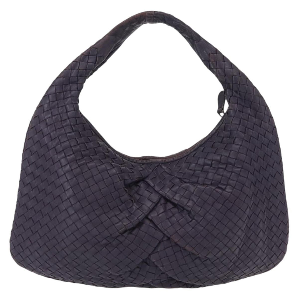 Bottega Veneta Veneta Hobo Pleated Intrecciato Nappa Purple Leather Shoulder Bag Bag (Pre-Owned)