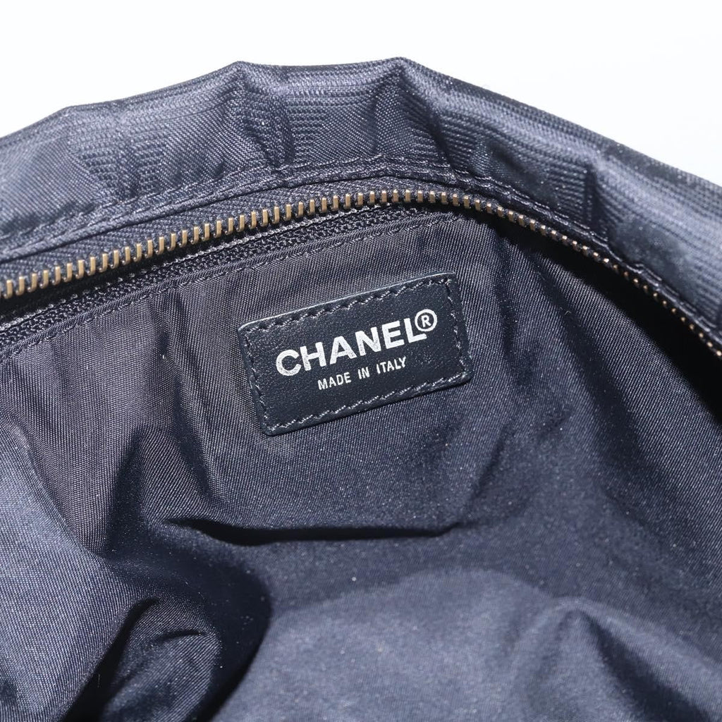 Chanel Travel Line Boston Bag Nylon Black Nylon Travel Bag Bag (Pre-Owned)