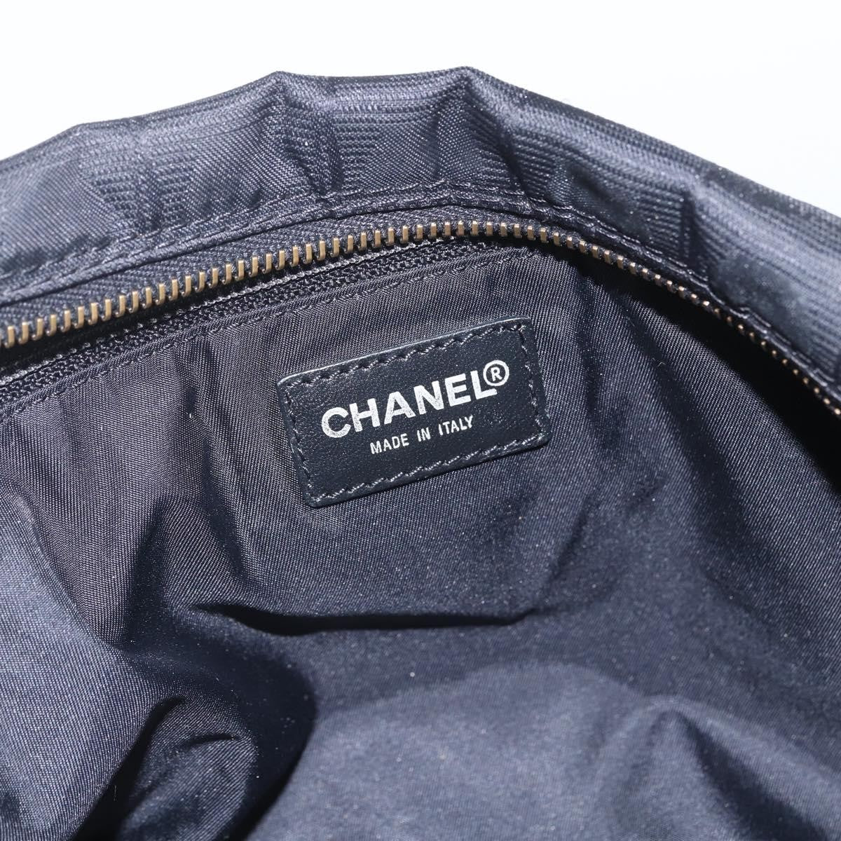 Chanel Travel Line Boston Bag Nylon Black Nylon Travel Bag Bag (Pre-Owned)