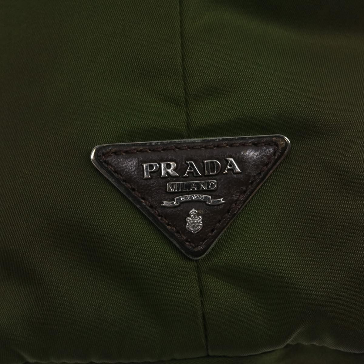 Prada Convertible Double Tote Tessuto Khaki Nylon Tote Bag Bag (Pre-Owned)