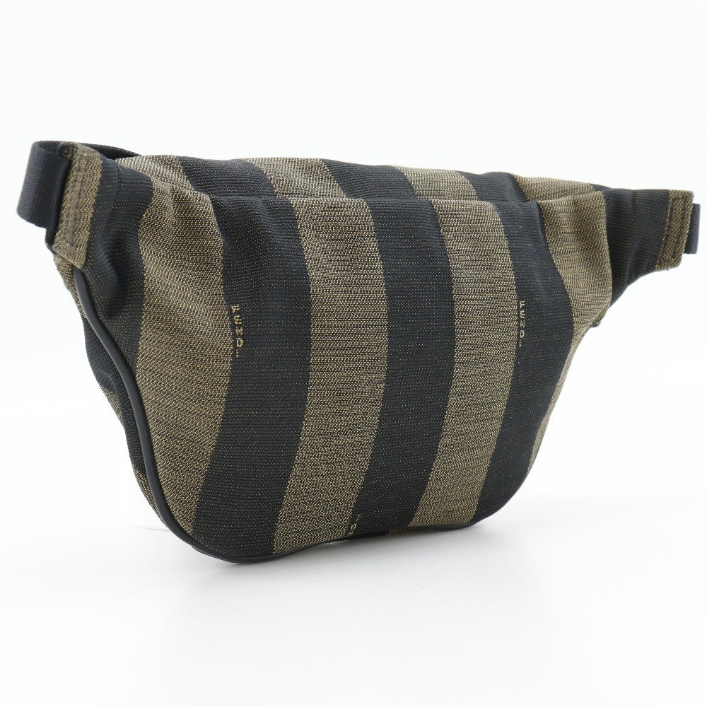 Fendi Front Pocket Waist Bag Pequin Canvas Brown Nylon Clutche & Pouche Bag (Pre-Owned)
