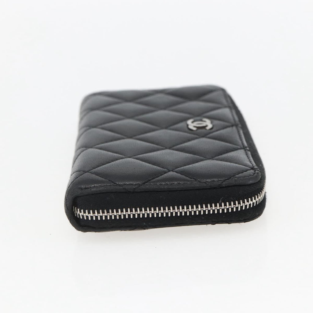 Chanel Zip Around Organizer Wallet Quilted Lambskin Black Leather Wallets Accessory (Pre-Owned)