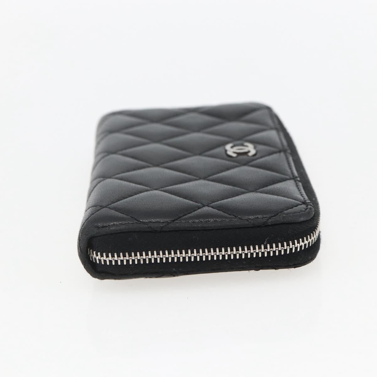 Chanel Zip Around Organizer Wallet Quilted Lambskin Black Leather Wallets Accessory (Pre-Owned)
