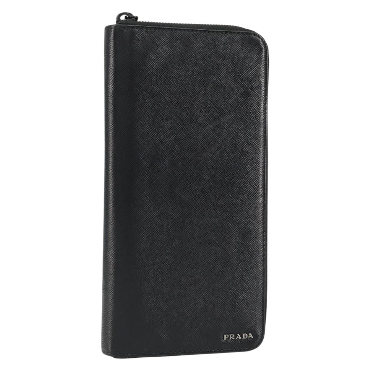 Prada Saffiano Wallet Leather Black Leather Wallets Accessory (Pre-Owned)