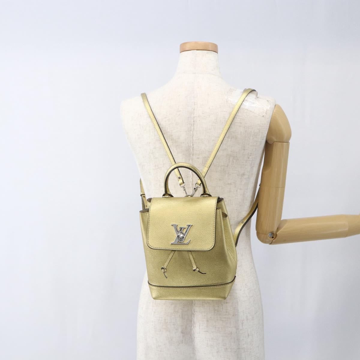 Louis Vuitton Lockme Backpack Leather Gold Leather Backpack Bag (Pre-Owned)