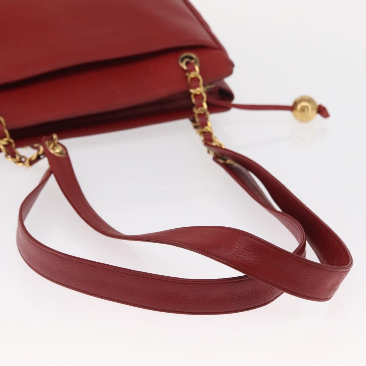 Chanel Vintage Metal Cc Shoulder Bag Caviar Red Leather Shoulder Bag Bag (Pre-Owned)