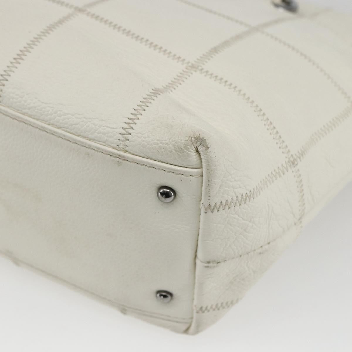 Chanel Square Stitch Tote Quilted Leather White Leather Tote Bag Bag (Pre-Owned)