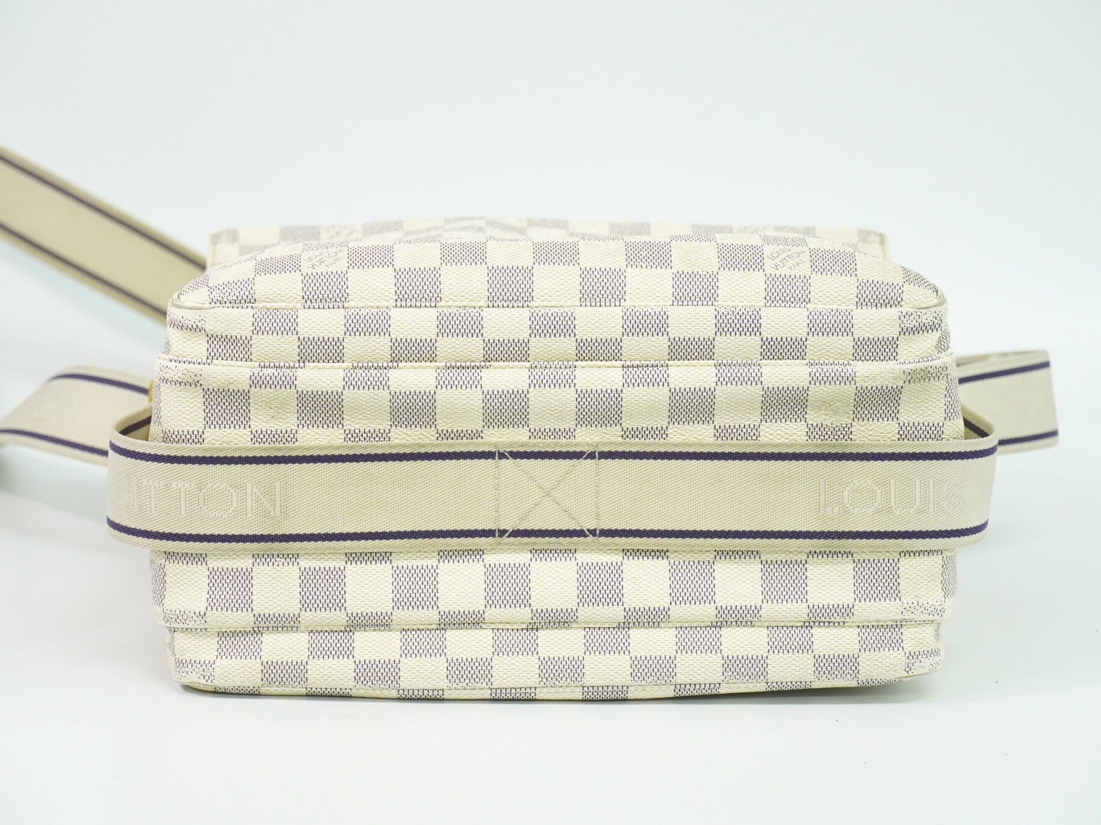 Louis Vuitton Naviglio Handbag Damier White Canvas Shoulder Bag Bag (Pre-Owned)