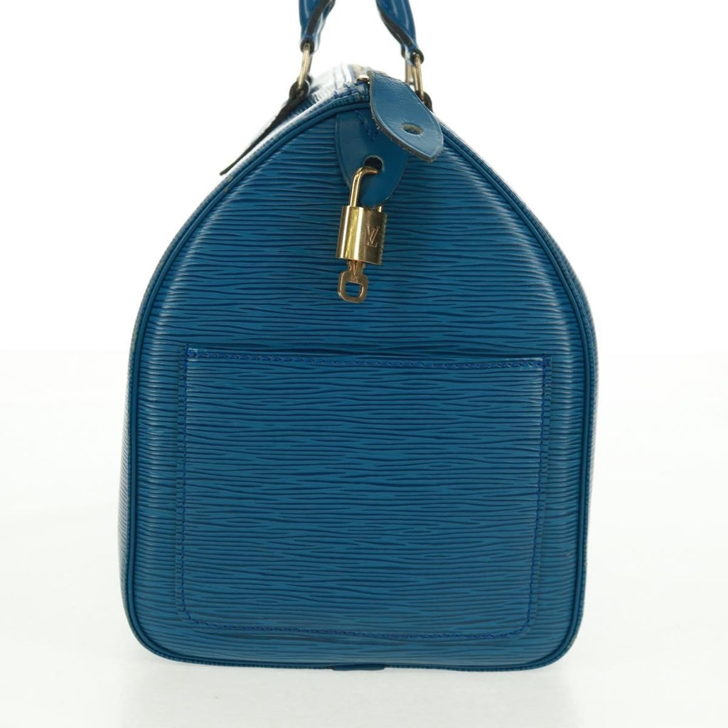 Louis Vuitton Speedy Handbag Epi Leather Blue Leather Handbag (Pre-Owned)