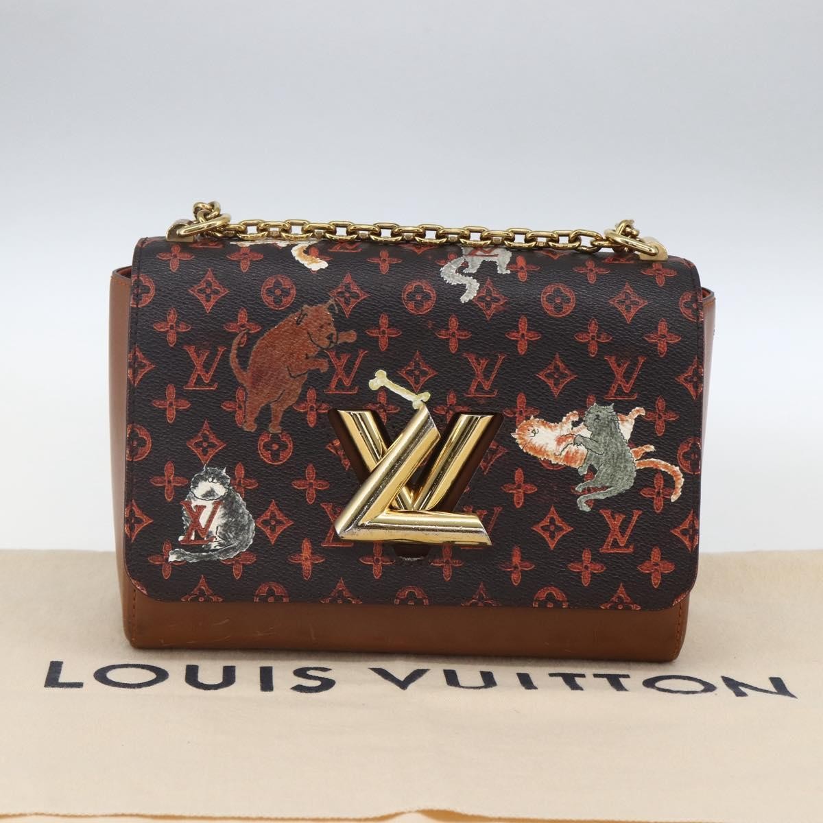 Louis Vuitton Twist Handbag Limited Edition Grace Coddington Catogram Canvas Brown Canvas Shoulder Bag Bag (Pre-Owned)