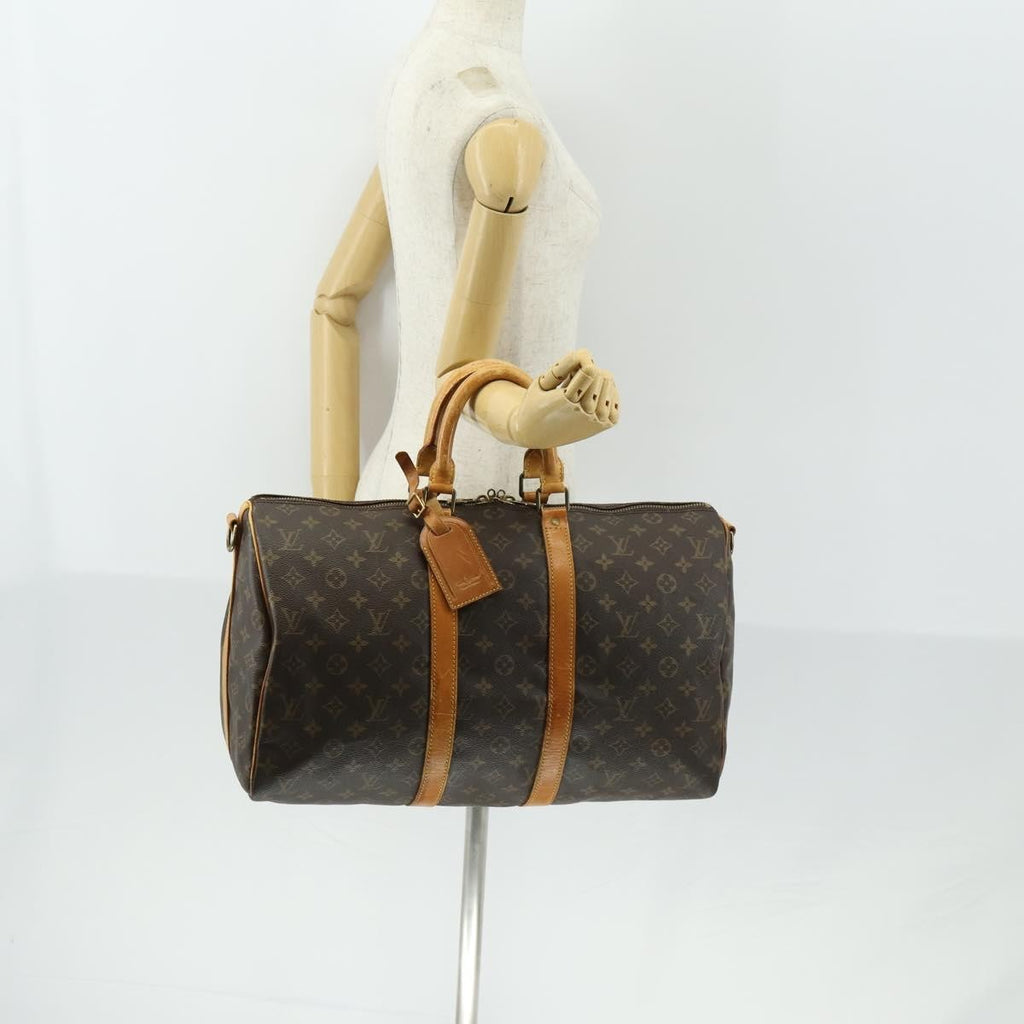 Louis Vuitton Keepall Bandouliere Bag Monogram Canvas Brown Canvas Travel Bag Bag (Pre-Owned)