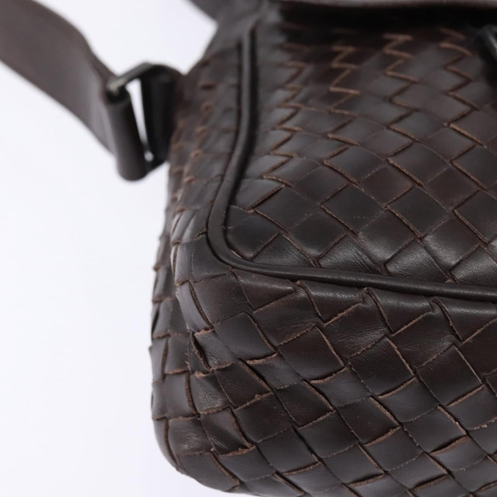 Bottega Veneta Front Pocket Messenger Bag Intrecciato Nappa Brown Leather Bag (Pre-Owned)