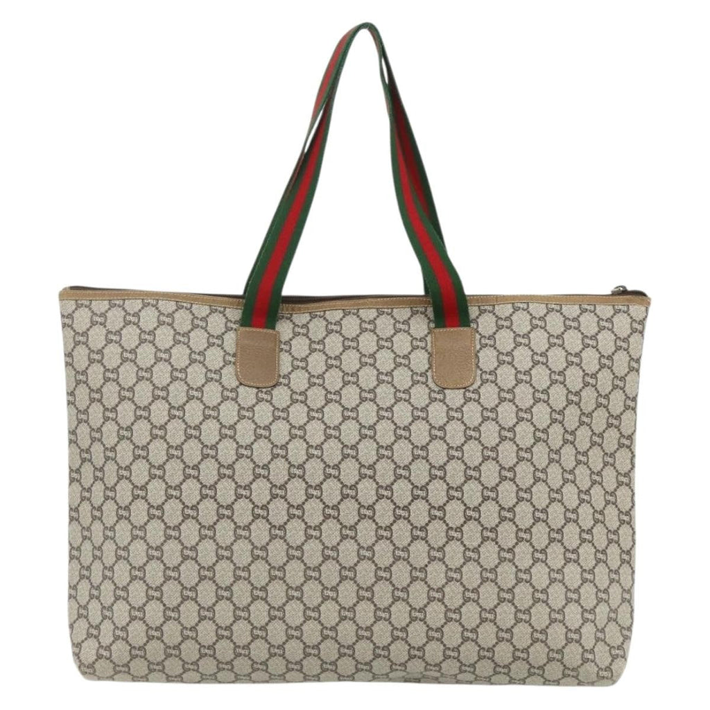 Gucci Gg Supreme Tote Bag Canvas Beige Canvas Tote Bag Bag (Pre-Owned)
