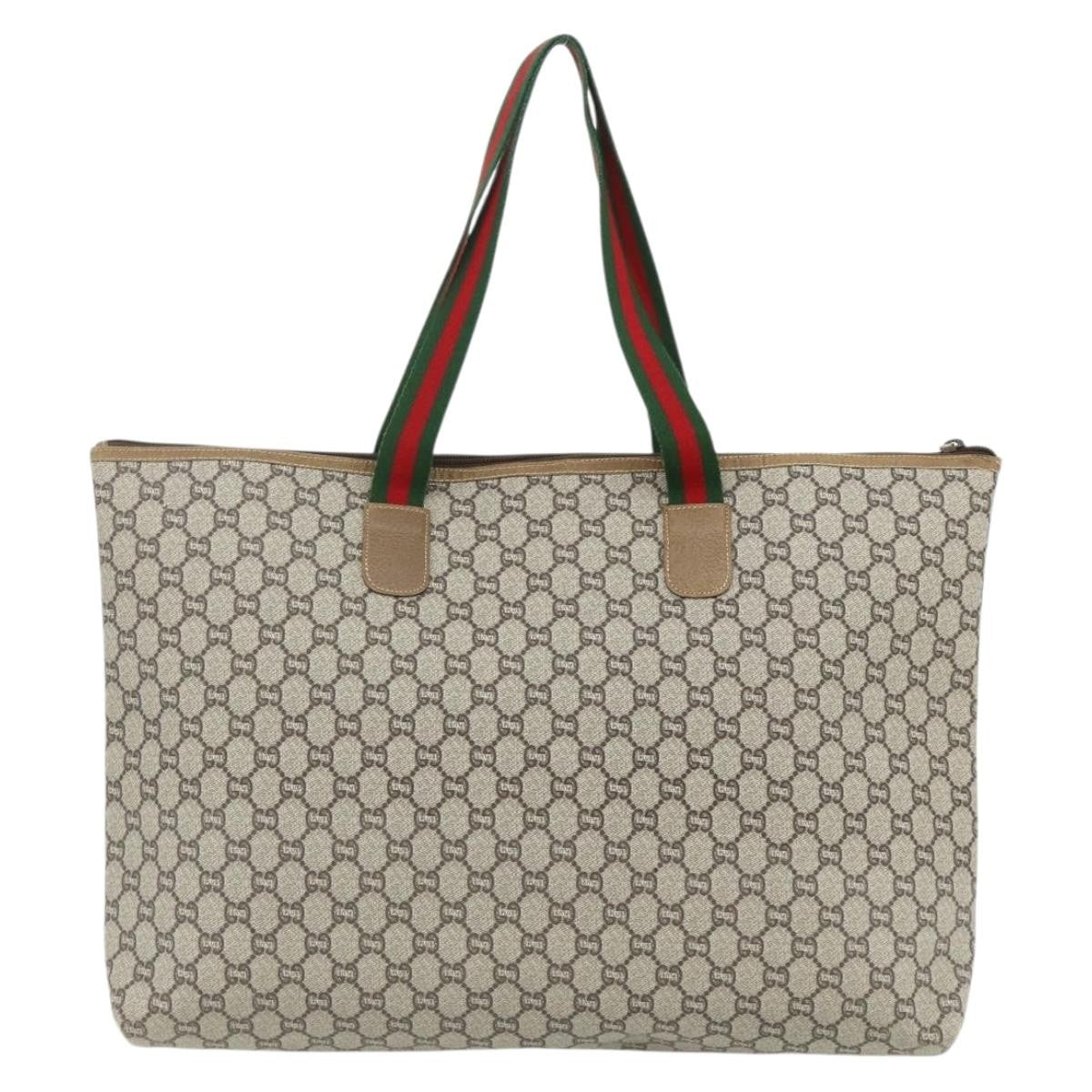 Gucci Gg Supreme Tote Bag Canvas Beige Canvas Tote Bag Bag (Pre-Owned)