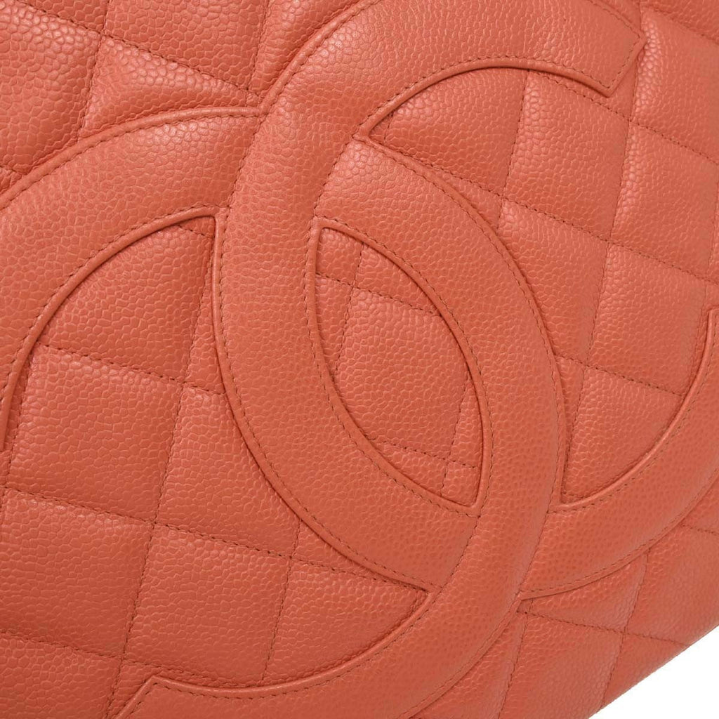 Chanel Medallion Tote Quilted Caviar Pink Leather Tote Bag Bag (Pre-Owned)
