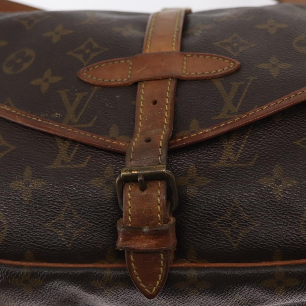 Louis Vuitton Saumur Handbag Monogram Canvas Brown Canvas Shoulder Bag Bag (Pre-Owned)