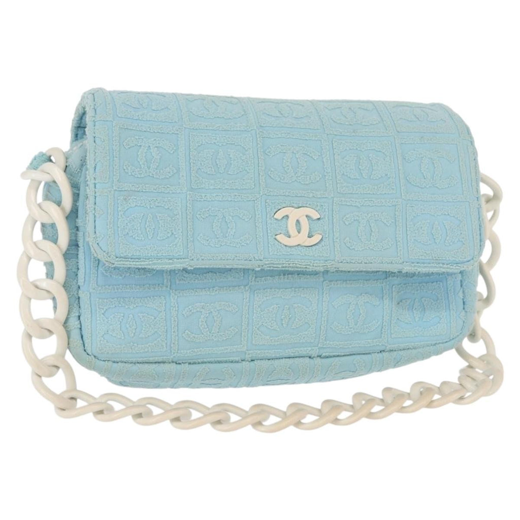 Chanel Sport Line Resin Camera Flap Bag Terry Cloth Blue Plastic Shoulder Bag Bag (Pre-Owned)